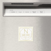 Moderne Rücksendeadresse und Monogramm | Dunkelbra Magnet (In Situ (Geschirrspüler))