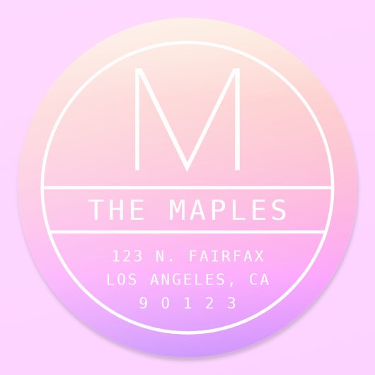 Moderne Rücksendeadresse und Monogramm | Farbenfro Runder Aufkleber