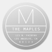 Moderne Rücksendeadresse und Monogramm | Gradient  Runder Aufkleber (Vorderseite)