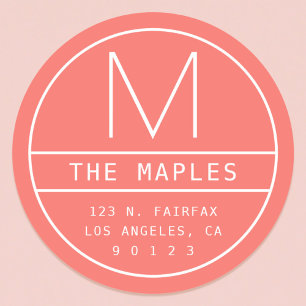 Moderne Rücksendeadresse und Monogramm   Lebende K Runder Aufkleber