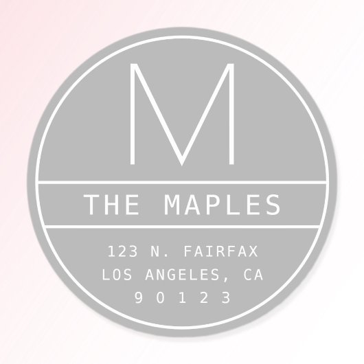 Moderne Rücksendeadresse und Monogramm | Light Gra Runder Aufkleber