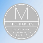 Moderne Rücksendeadresse und Monogramm | Light Gra Runder Aufkleber