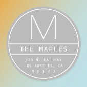 Moderne Rücksendeadresse und Monogramm | Light Gra Runder Aufkleber