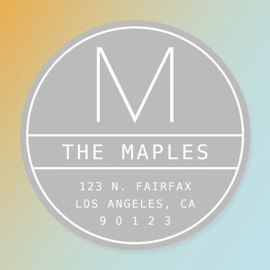 Moderne Rücksendeadresse und Monogramm | Light Gra Runder Aufkleber