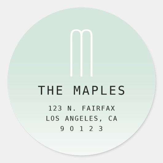 Moderne Rücksendeadresse und Monogramm | Light Gre Runder Aufkleber (Vorderseite)