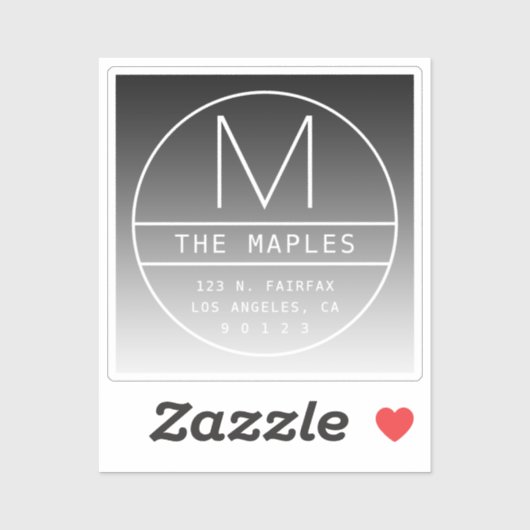 Moderne Rücksendeadresse und Monogramm | Schwarz Aufkleber (Blatt)