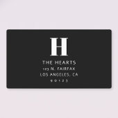 Moderne Rücksendeadresse und Monogramm | Schwarz Etiketten