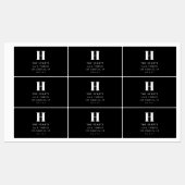 Moderne Rücksendeadresse und Monogramm | Schwarz Etiketten (Blatt)