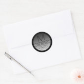 Moderne Rücksendeadresse und Monogramm | Schwarz Runder Aufkleber (Umschlag)