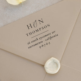 Moderne Rücksendeadresse von Hochzeitsnamen und -i Gummistempel