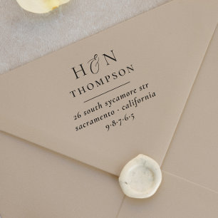 Moderne Rücksendeadresse von Hochzeitsnamen und -i Gummistempel