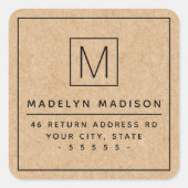 Moderne Rücksendeadresse von Kraft-Papiermustern Quadratischer Aufkleber (Vorderseite)