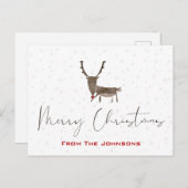 Moderne Rudolf Weihnachtsweihnachtskarte Feiertagspostkarte (Vorne/Hinten)