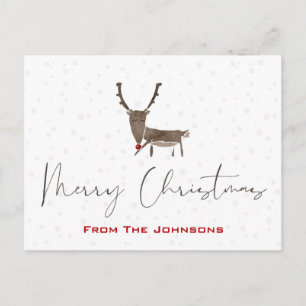 Moderne Rudolf Weihnachtsweihnachtskarte Feiertagspostkarte