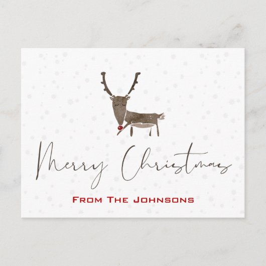 Moderne Rudolf Weihnachtsweihnachtskarte Feiertagspostkarte (Vorderseite)