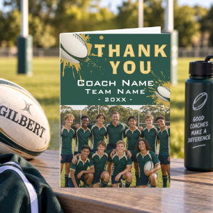 Moderne Rugby-Mannschaftsfoto Coach Dankeskarte