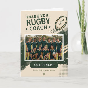 Moderne Rugby-Mannschaftsfoto Coach Dankeskarte