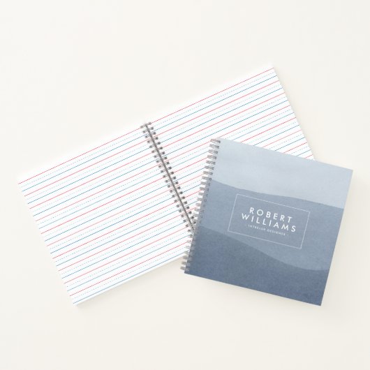 Moderne Ruhe Blaugraue Abstrakte Landschaft Notizblock (Innenseite)