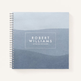 Moderne Ruhe Blaugraue Abstrakte Landschaft Notizblock