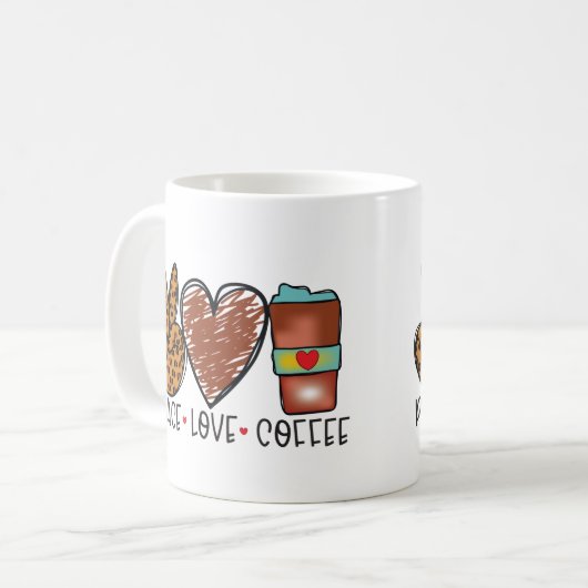 Moderne Ruhe, Liebe, Kaffeetyppografie Kaffeetasse (Vorderseite Links)