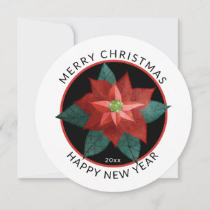 Moderne Runde, frohe Weihnachten Große rote Poinse