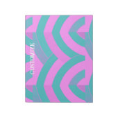 Moderne, runde, rosa/grüne Schachtel Notizblock (Rotiert)