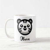 Moderne runde süße Katzen Gesicht Kaffeetasse (Links)