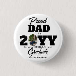 Moderne Runde Weiße Stolze Papa Absolvent Button