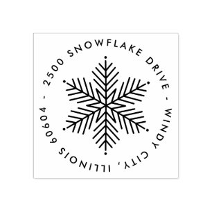 Moderne runde Winter-Schneeflocken-Feiertags-Adres Gummistempel
