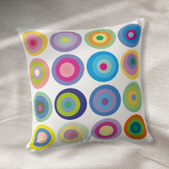 Moderne Rundungen des mittleren Jahrhunderts Muste Kissen (Modern Mid Century Circles Pattern Colorful Throw Pillow)