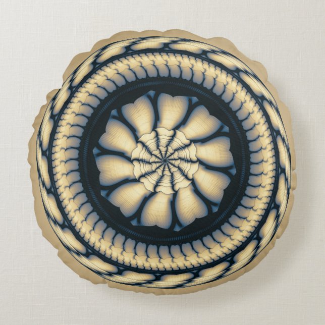 Moderne Rundverzierung Rundes Kissen (Vorderseite)