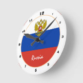 Moderne russische Flagge, patriotische russisch-pa Runde Wanduhr (Winkel)