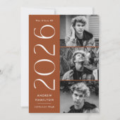 Moderne Rust 3 Foto Graduation Party 2025 Einladung (Vorderseite)