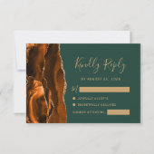 Moderne Rust Agate Emerald Green Wedding RSVP Karte (Vorderseite)
