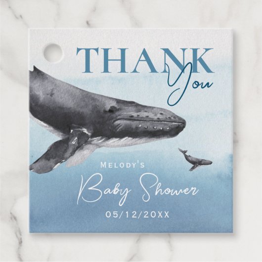 Moderne Rustic Ocean Baby Dusche Vielen Dank Geschenkanhänger (Vorderseite)