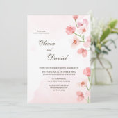 Moderne rustikal rosa Blume Hochzeitsfeiern Einladung (Stehend Vorderseite)