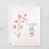 Moderne rustikal rosa Blume Hochzeitsfeiern Einladung (Rückseite)