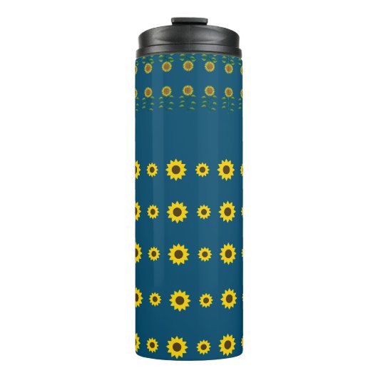 Moderne, rustikal-schicke Sonnenblumenmuster Thermosbecher (Vorderseite)