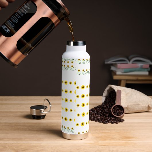 Moderne, rustikal-schicke Sonnenblumenmuster Trinkflasche (Kaffee)