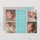 Moderne rustikale 4 Foto Collage Baby Ankündigung (Vorne/Hinten)