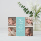 Moderne rustikale 4 Foto Collage Baby Ankündigung (Stehend Vorderseite)