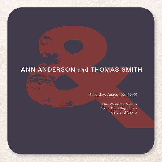 Moderne rustikale Ampere und Hochzeitspapier-Unter Rechteckiger Pappuntersetzer (Vorderseite)