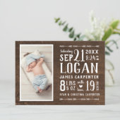 Moderne rustikale Ankündigung 2 Fotos Geburt (Stehend Vorderseite)