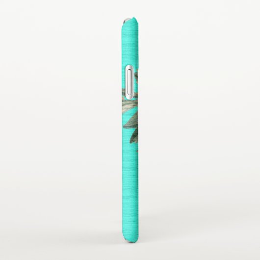 Moderne rustikale Aquamarine Aqua Sonnenblume iPho iPhone Hülle (Rechte Seite)