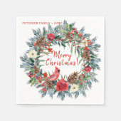 Moderne rustikale Aquarellblume Frohe Weihnachten Serviette (Vorderseite)