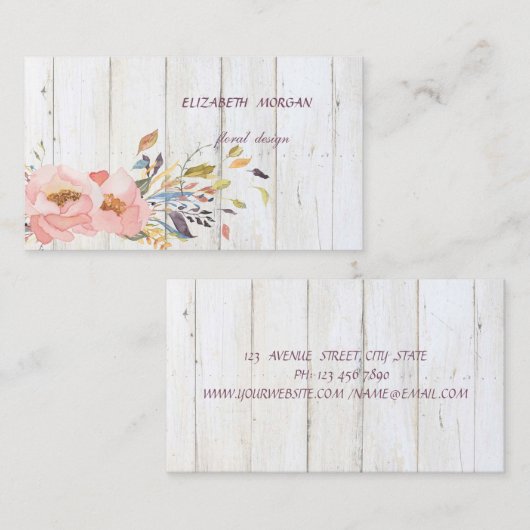 Moderne rustikale Aquarellfarben-Holzstruktur Visitenkarte (Vorne/Hinten)