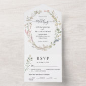 Moderne rustikale Aquarellfarben Wildblume Einfach All In One Einladung (Innen Boden)