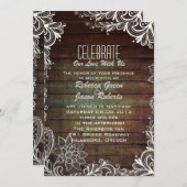 Moderne rustikale Barnholzlace Hochzeit Einladung (Vorne/Hinten)