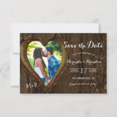 Moderne Rustikale Baumherz-Foto-Hochzeit Save The Date (Vorderseite)