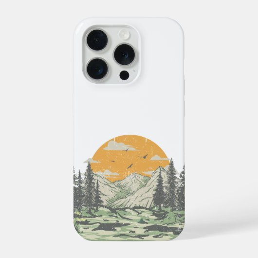 Moderne rustikale Bergwald iPhone Hülle (Rückseite)